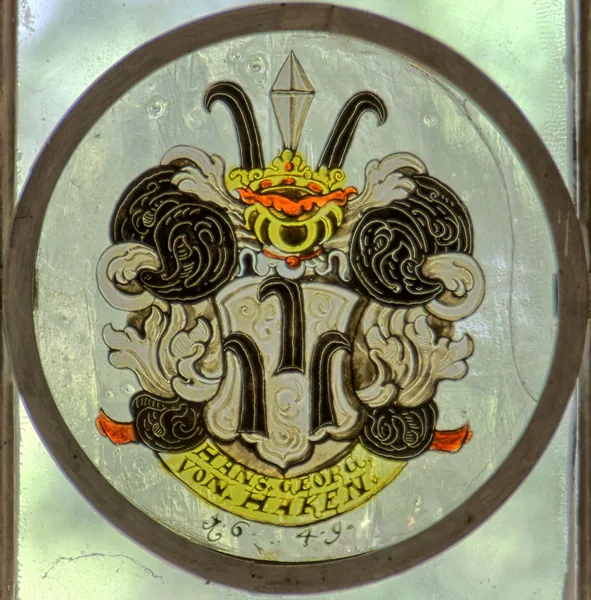 Wappenscheibe der Familie von Haken